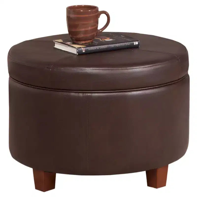 Large Round Storage Ottoman - HomePop