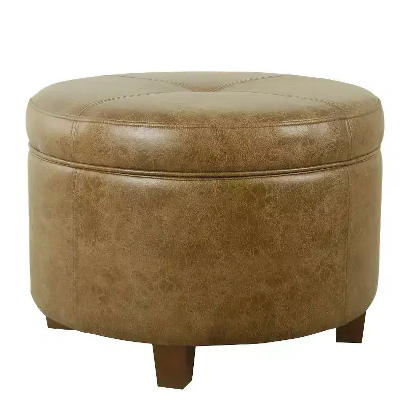Large Round Storage Ottoman - HomePop