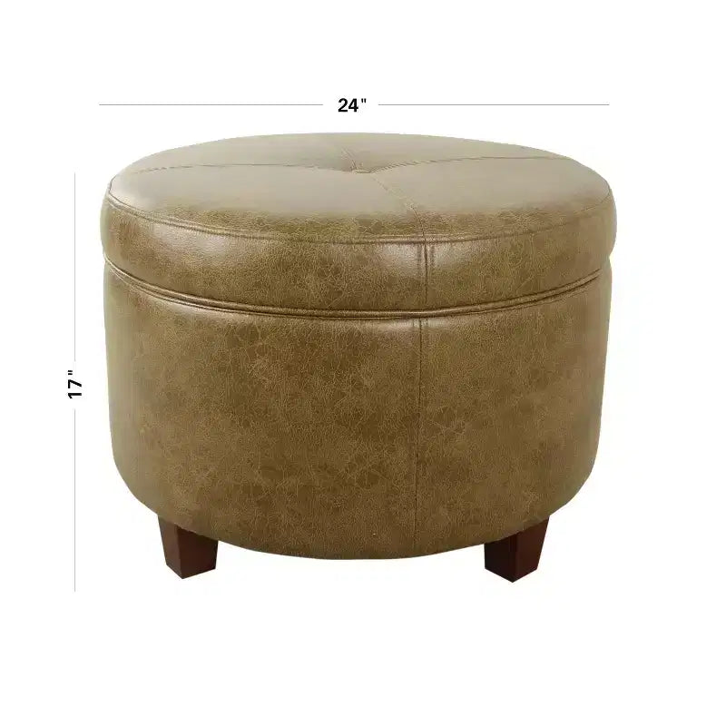 Large Round Storage Ottoman - HomePop