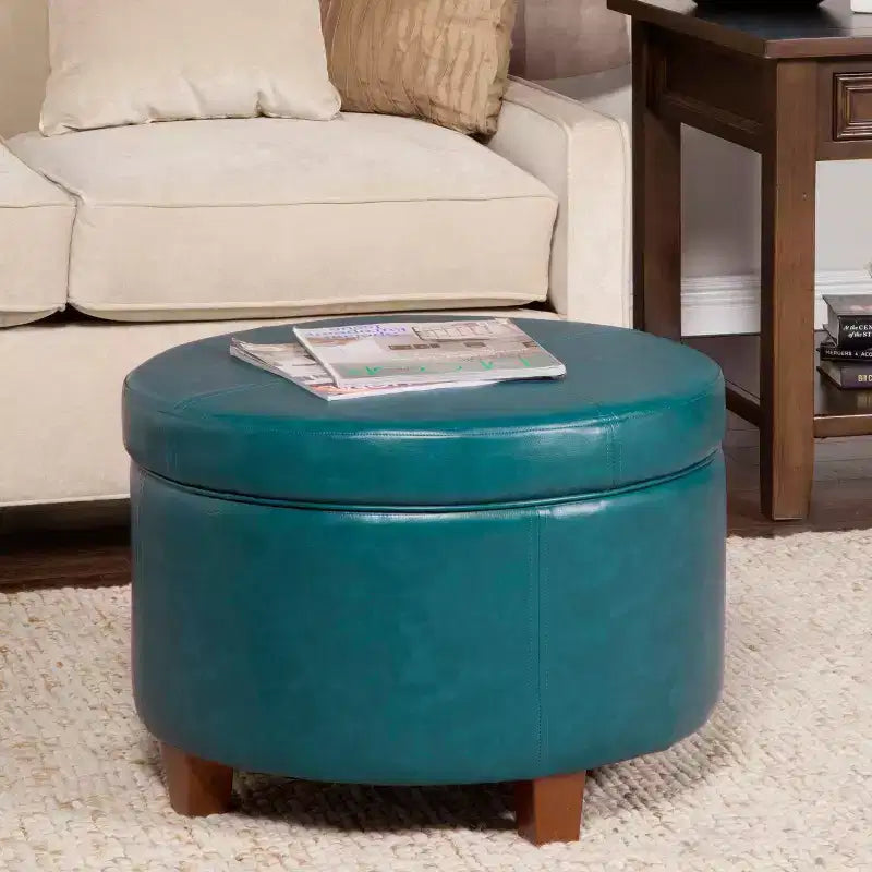 Large Round Storage Ottoman - HomePop