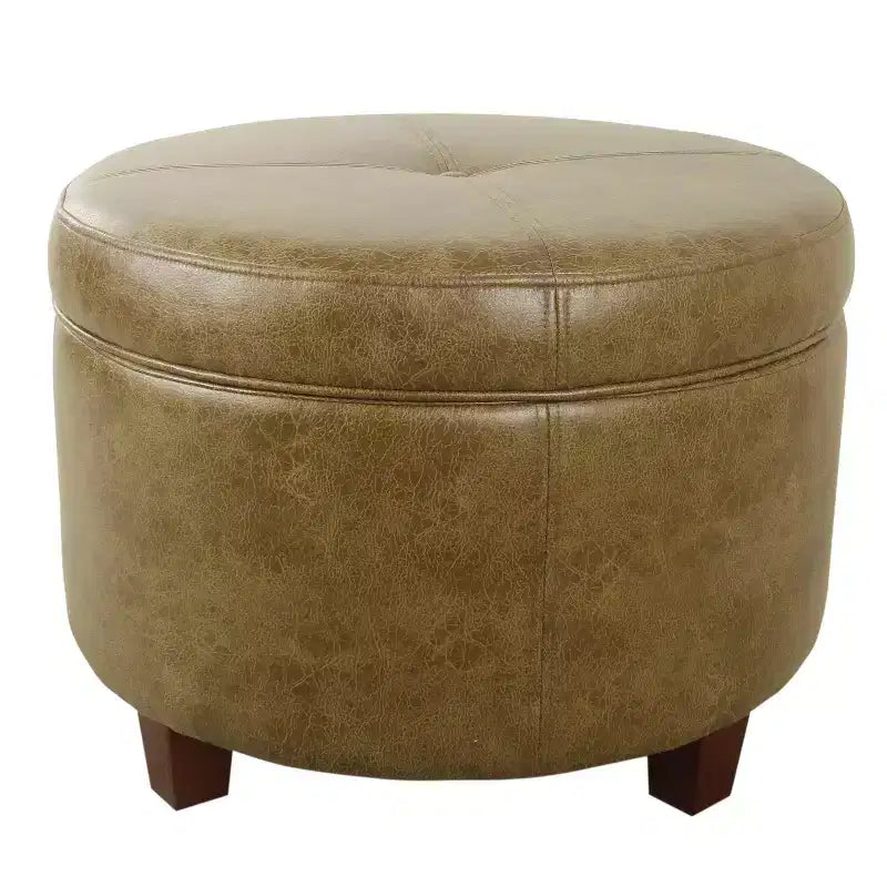 Large Round Storage Ottoman - HomePop
