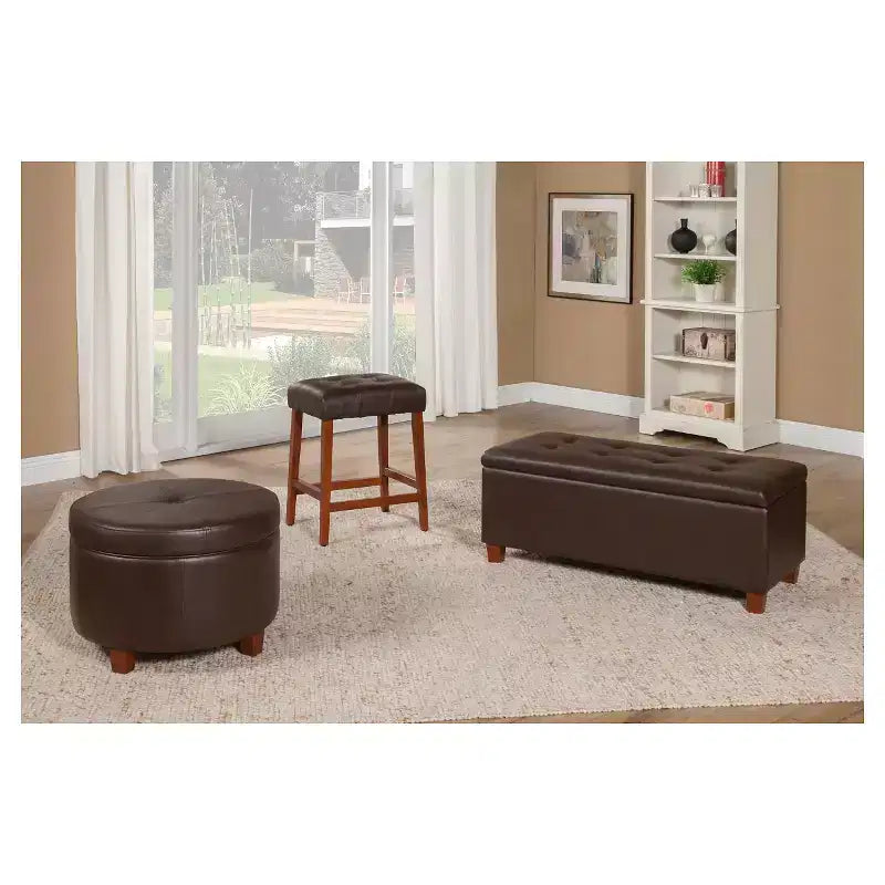 Large Round Storage Ottoman - HomePop