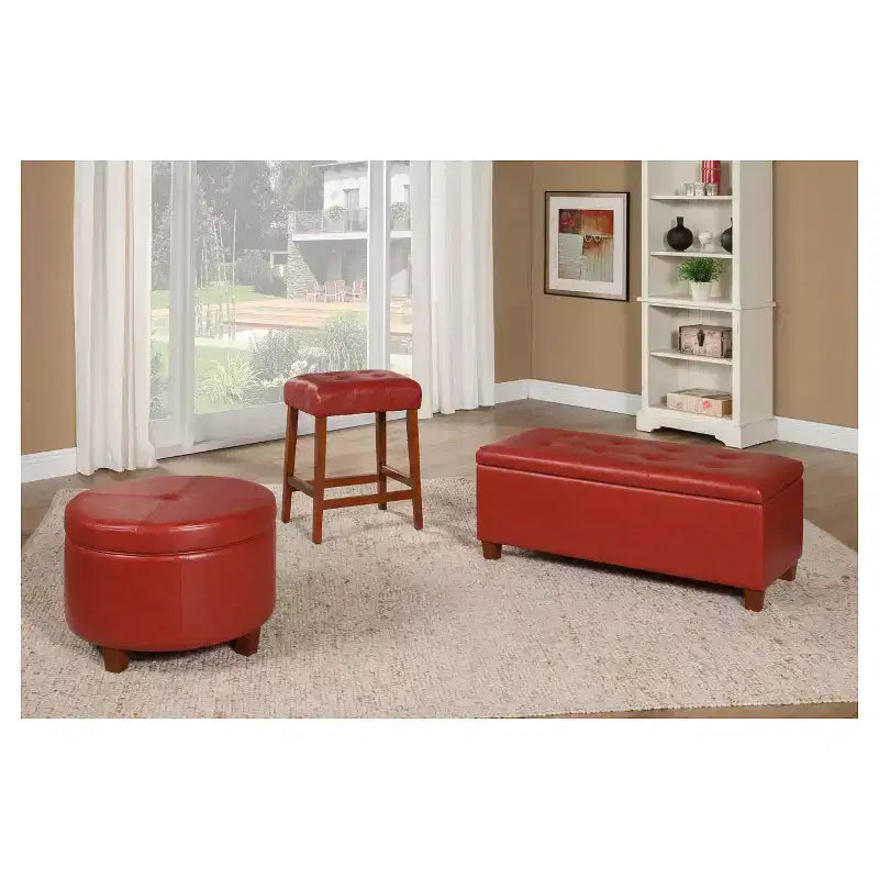 Large Round Storage Ottoman - HomePop