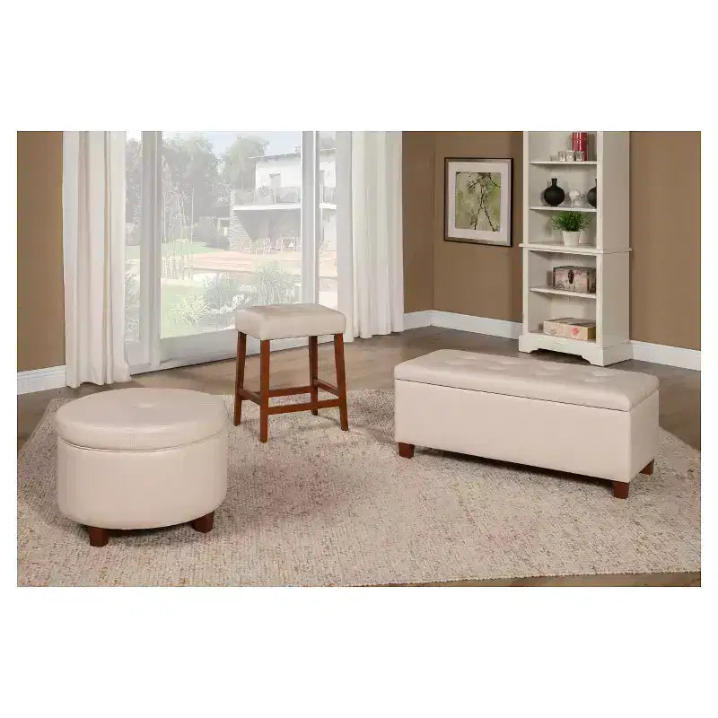 Large Round Storage Ottoman - HomePop