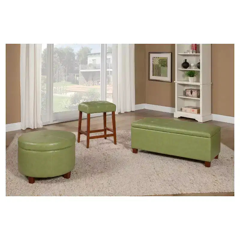 Large Round Storage Ottoman - HomePop