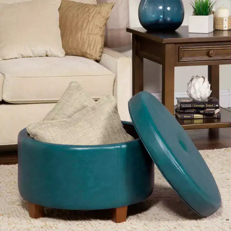 Large Round Storage Ottoman - HomePop
