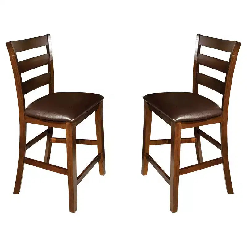 Set of 2 Kona Ladderback Counter Height Barstools with Polyurethane Upholstery - Intercon