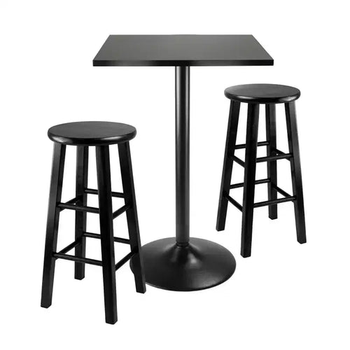 3pc 24" Obsidian Counter Height Dining set wood/black- Winsome