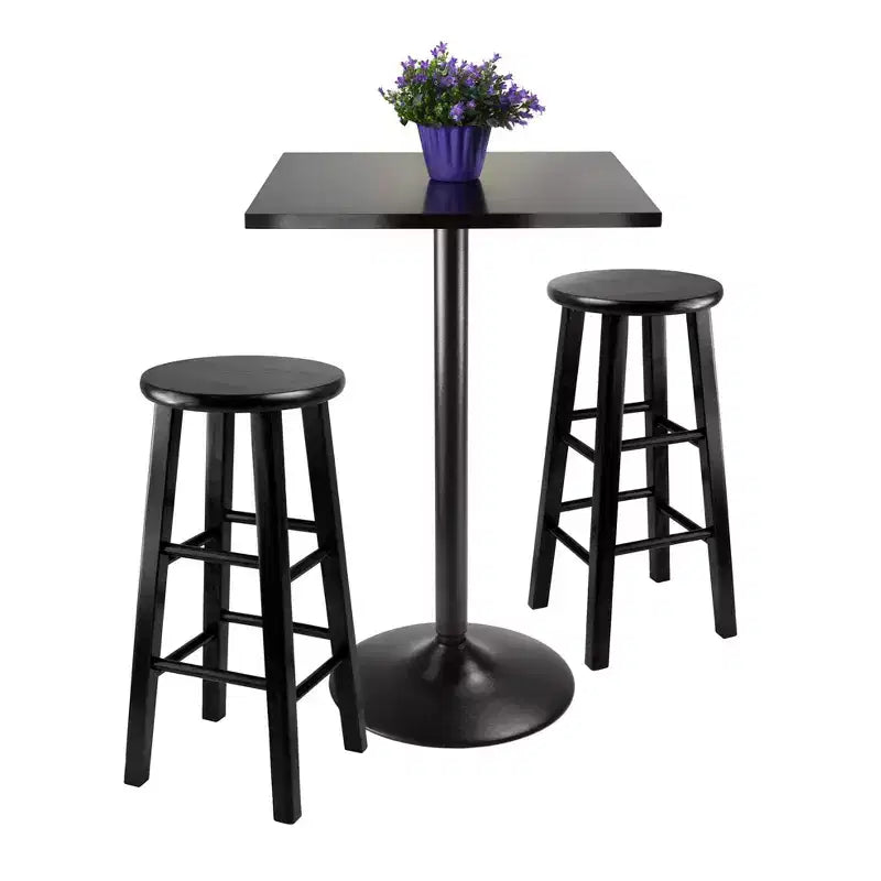 3pc 24" Obsidian Counter Height Dining set wood/black- Winsome