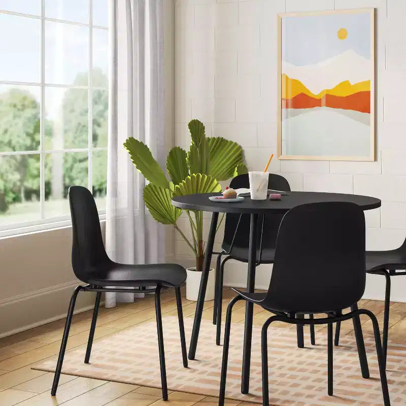 4pk Dining Chairs Black - Room Essentials™: Metal Frame, Armless, Powder-Coated Finish