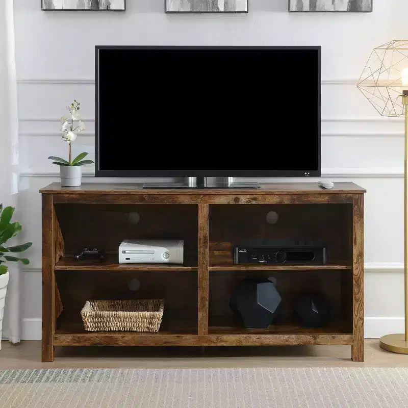 Montana Highboy TV Stand for TVs up to 65" with Shelves Barnwood - Breighton Home: Modern Style, MDF Frame, Fixed Shelf