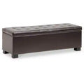 Roanoke Storage Ottoman Dark Brown - Baxton Studio: Upholstered Bench, Wood Frame, Spot Clean