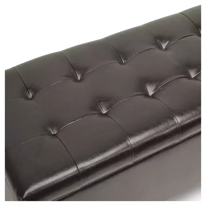 Roanoke Storage Ottoman Dark Brown - Baxton Studio: Upholstered Bench, Wood Frame, Spot Clean