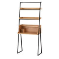 Lifestorey Estanier Desk with Shelves Natural/Black: Industrial Style, Veneer Finish, Metal Frame, Open Storage