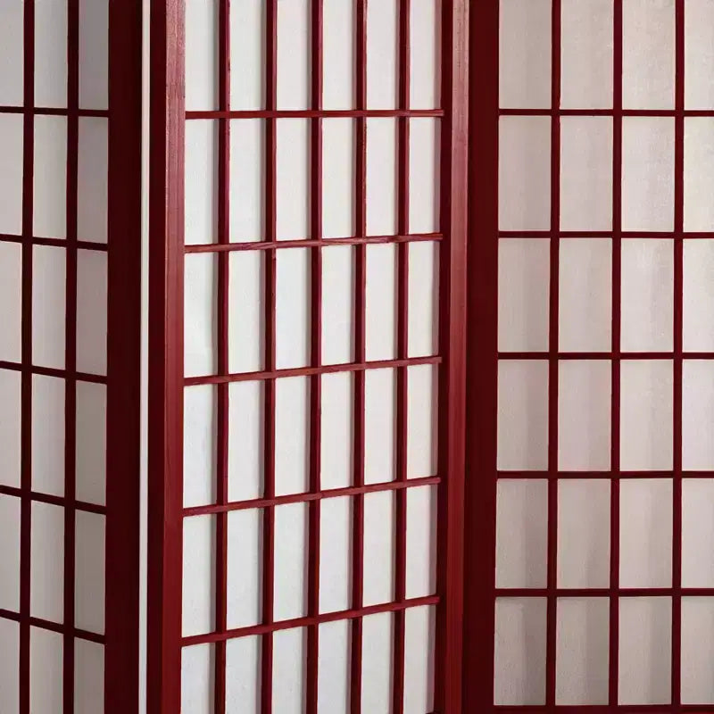 Oriental Furniture 6 ft. Tall Window Pane Shoji Screen - Rosewood (4 Panels): Hardwood & Metal Divider