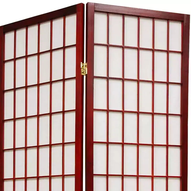 Oriental Furniture 6 ft. Tall Window Pane Shoji Screen - Rosewood (4 Panels): Hardwood & Metal Divider