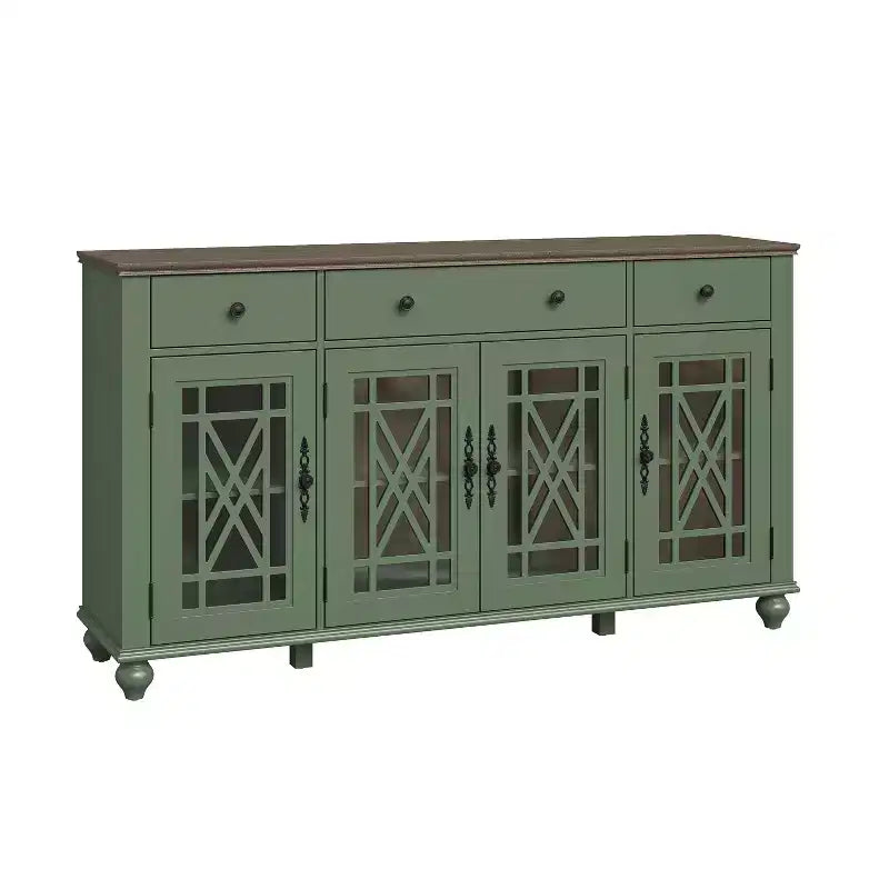 Festivo 63" Vintage Style Storage Accent Buffet Sideboard Cabinet with Drawers Green