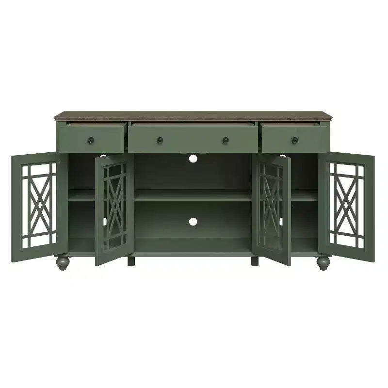 Festivo 63" Vintage Style Storage Accent Buffet Sideboard Cabinet with Drawers Green