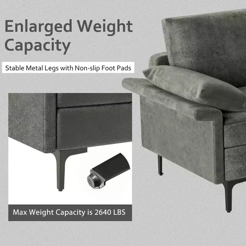 Costway Modern Modular L-shaped Sectional Sofa w/ Reversible Chaise & 4 USB Ports