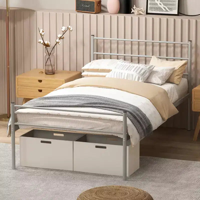 Costway Twin Metal Bed Frame Mattress Foundation No Box Spring Needed