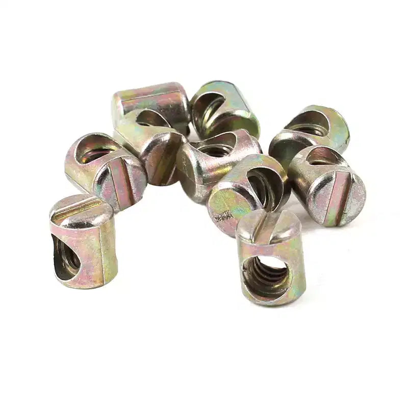 Unique Bargains Bed Chair Barrel Cross Dowel Slotted Bolts Nuts 0.3 x 0.4 Bronze Tone 10 Pcs