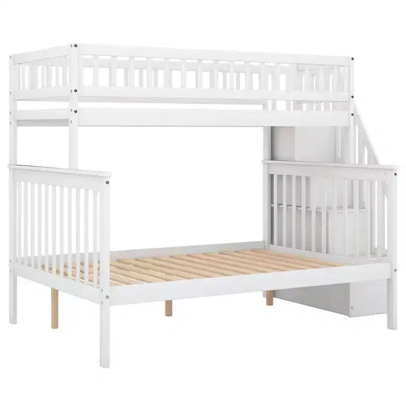 Twin over Full Stairway Bunk Bed with Storage-ModernLuxe