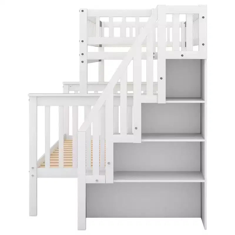 Twin over Full Stairway Bunk Bed with Storage-ModernLuxe