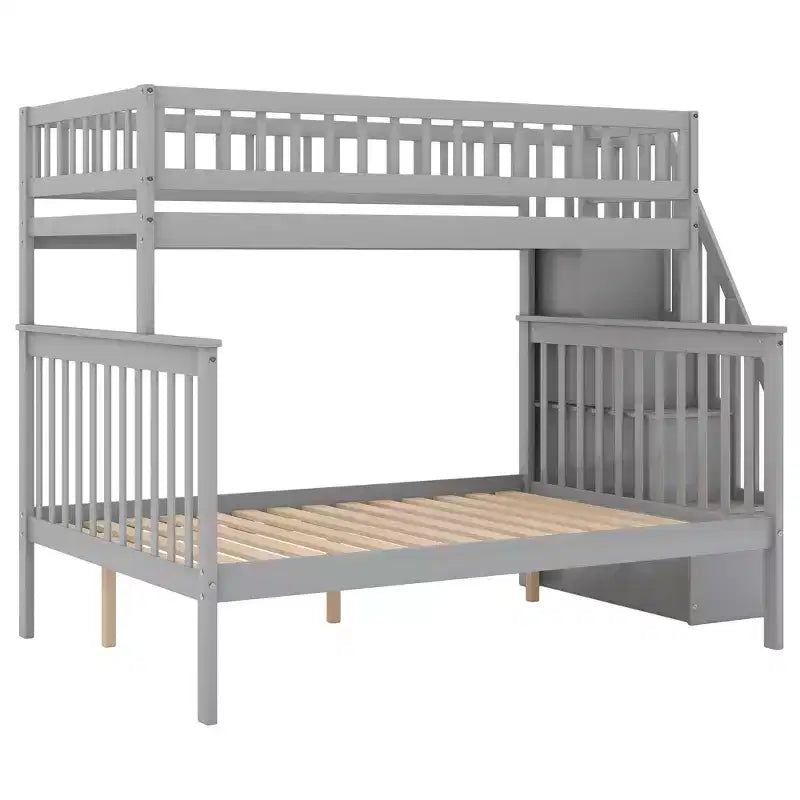 Twin over Full Stairway Bunk Bed with Storage-ModernLuxe