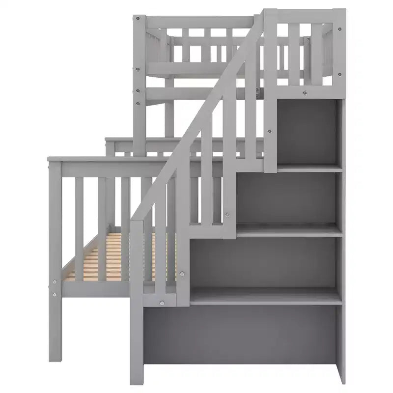 Twin over Full Stairway Bunk Bed with Storage-ModernLuxe