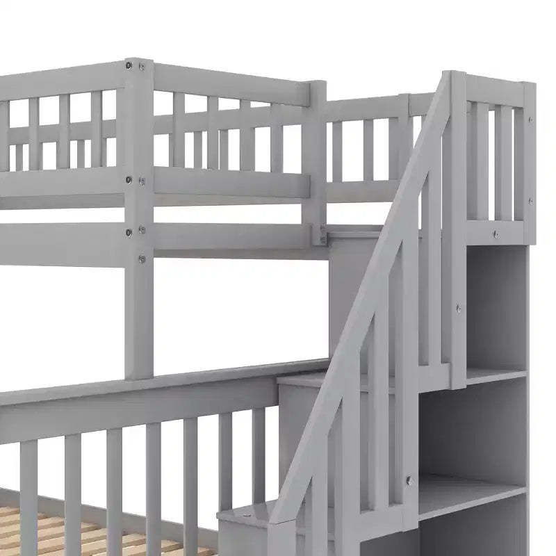 Twin over Full Stairway Bunk Bed with Storage-ModernLuxe