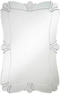 Possini Euro Design Fabrina Rectangular Vanity Decorative Wall Mirror Modern Beveled Edge Flower Glass Mirrored Frame 26 Wide for Bathroom Bedroom