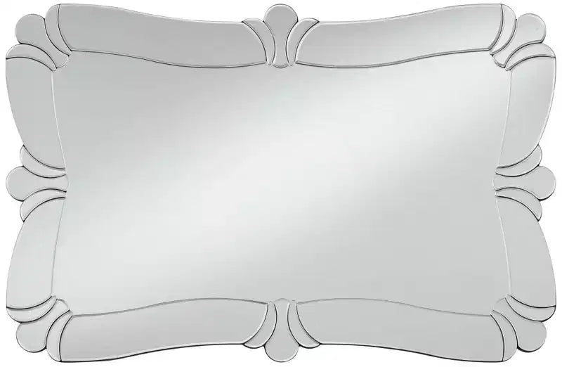 Possini Euro Design Fabrina Rectangular Vanity Decorative Wall Mirror Modern Beveled Edge Flower Glass Mirrored Frame 26 Wide for Bathroom Bedroom