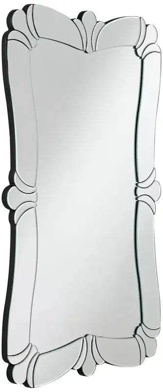 Possini Euro Design Fabrina Rectangular Vanity Decorative Wall Mirror Modern Beveled Edge Flower Glass Mirrored Frame 26 Wide for Bathroom Bedroom