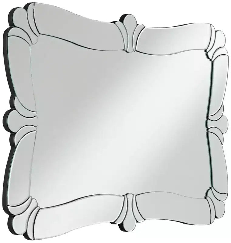 Possini Euro Design Fabrina Rectangular Vanity Decorative Wall Mirror Modern Beveled Edge Flower Glass Mirrored Frame 26 Wide for Bathroom Bedroom