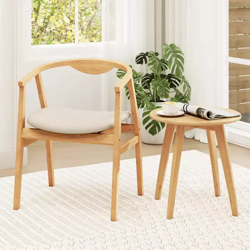Costway Bamboo Accent Chair Modern Bamboo Armchair Upholstered Leisure Chair Living Room