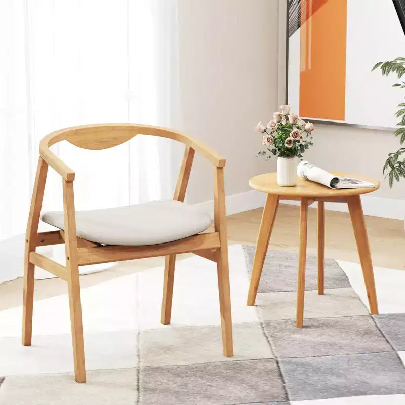 Costway Bamboo Accent Chair Modern Bamboo Armchair Upholstered Leisure Chair Living Room