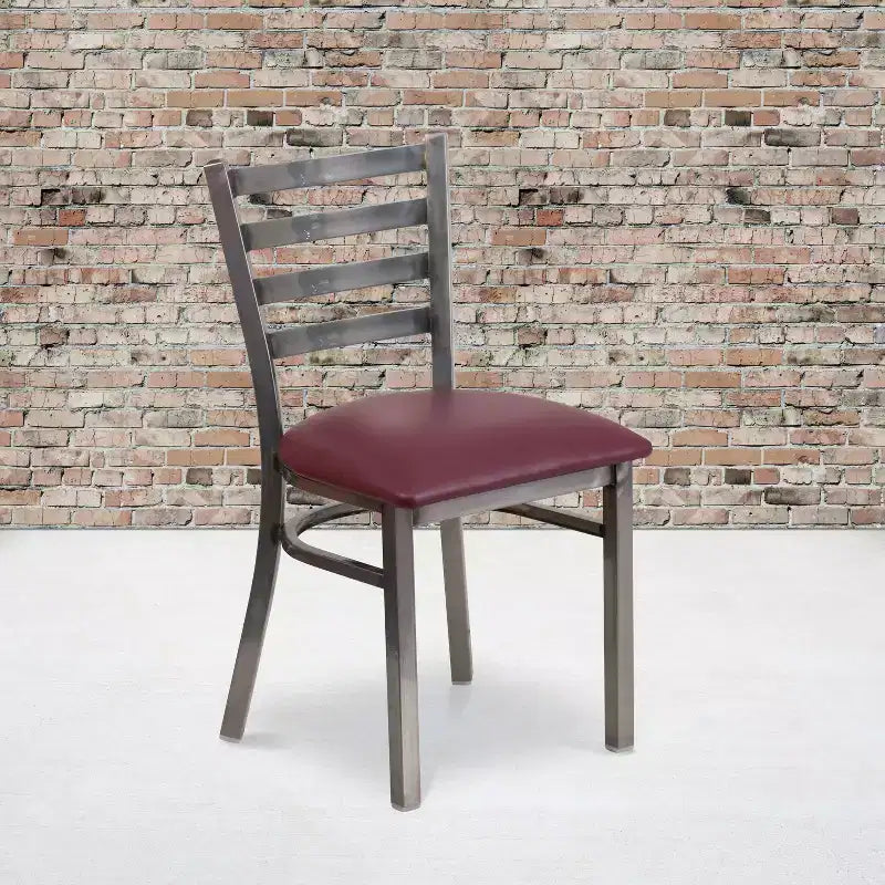 Emma and Oliver 2 Pack Clear Coated Ladder Back Metal Restaurant Chair