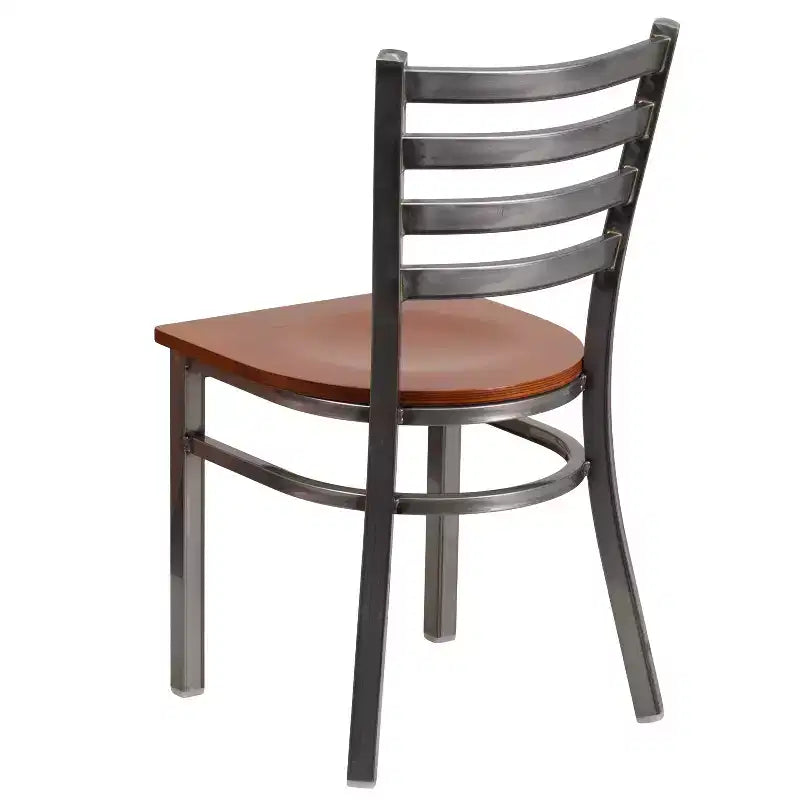 Emma and Oliver 2 Pack Clear Coated Ladder Back Metal Restaurant Chair