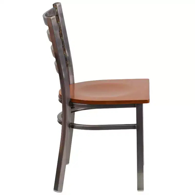 Emma and Oliver 2 Pack Clear Coated Ladder Back Metal Restaurant Chair