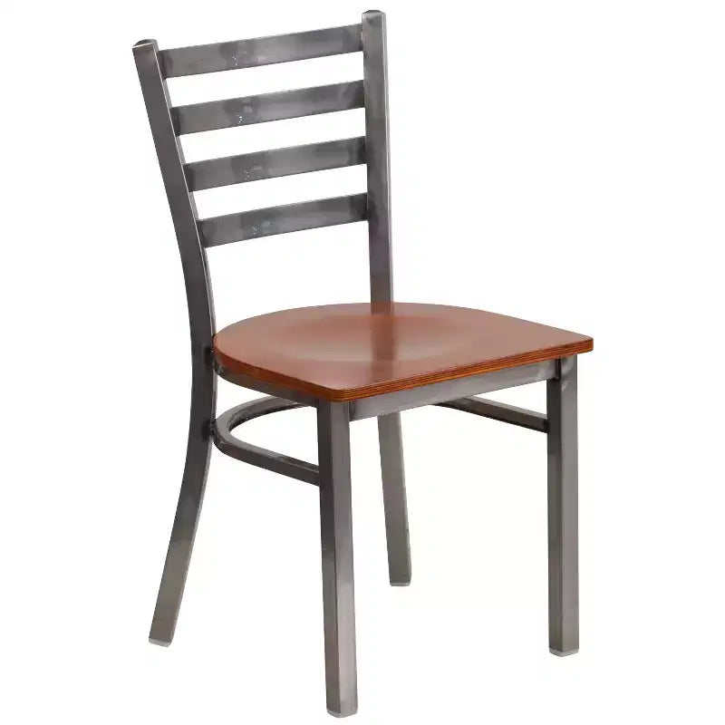 Emma and Oliver 2 Pack Clear Coated Ladder Back Metal Restaurant Chair