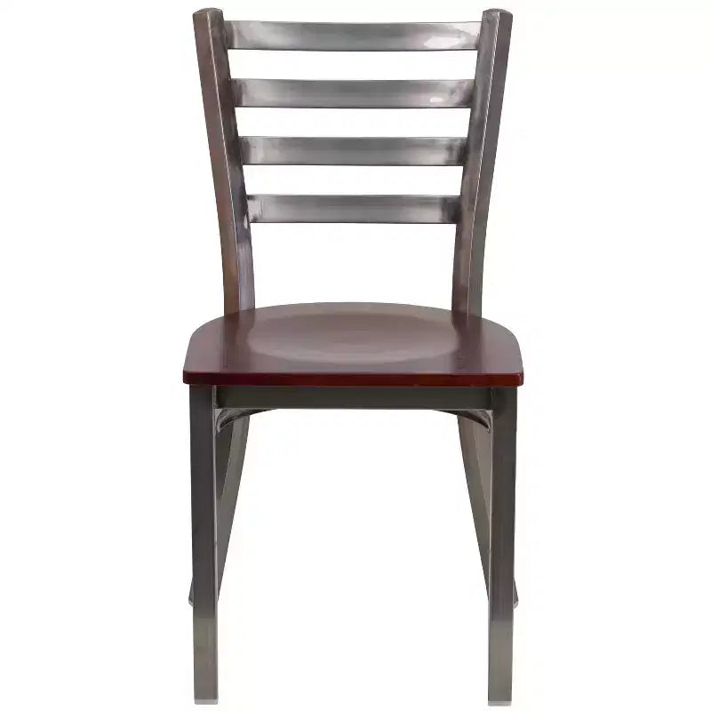 Emma and Oliver 2 Pack Clear Coated Ladder Back Metal Restaurant Chair