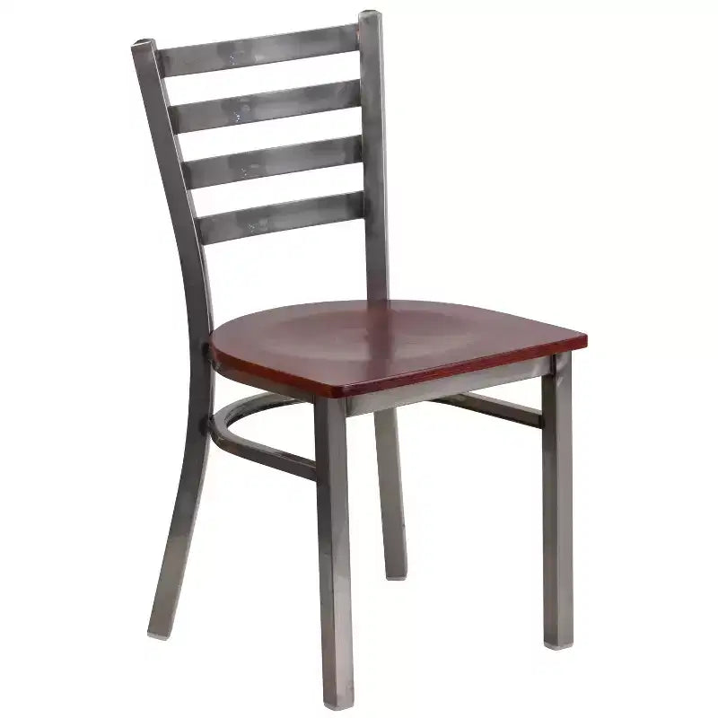 Emma and Oliver 2 Pack Clear Coated Ladder Back Metal Restaurant Chair