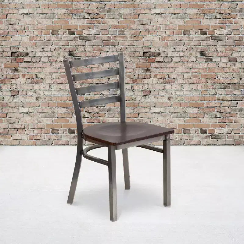 Emma and Oliver 2 Pack Clear Coated Ladder Back Metal Restaurant Chair