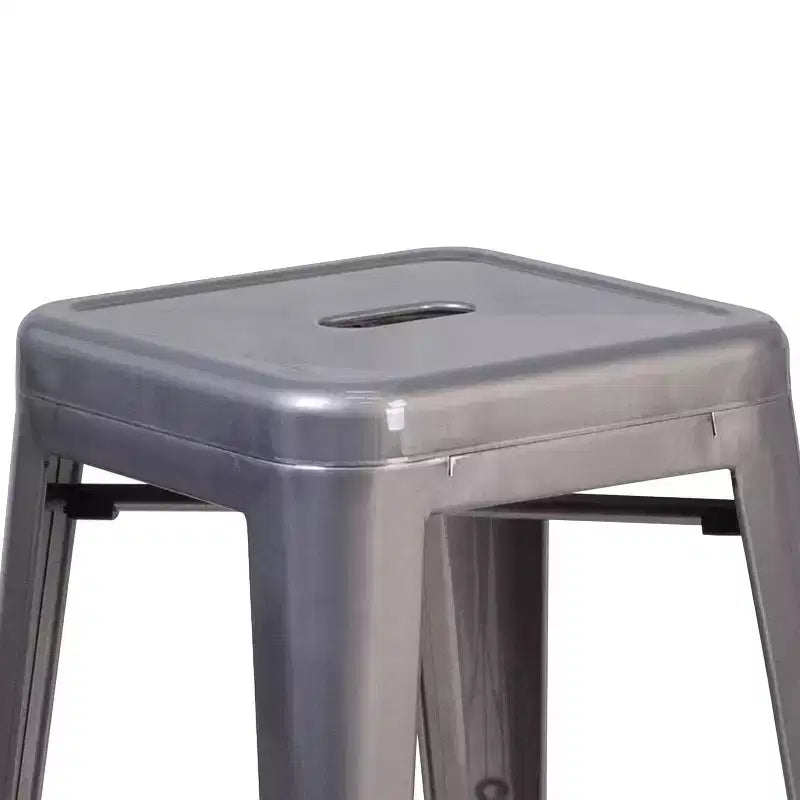 Emma and Oliver 4 Pack 24H Backless Clear Coated Metal Indoor Counter Height Stool w/ Square Seat