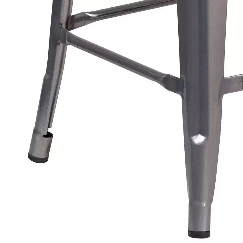 Emma and Oliver 4 Pack 24H Backless Clear Coated Metal Indoor Counter Height Stool w/ Square Seat