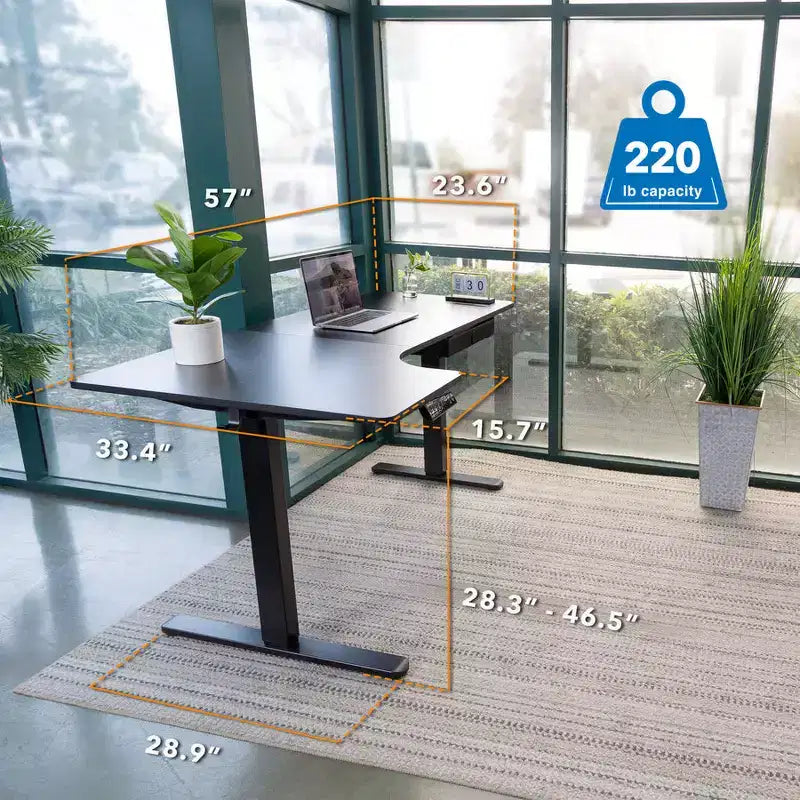 Mount-It! L-Shaped Electric Height Adjustable Desk, Automatic Standing Desk, Three Memory Settings, Solid Steel Frame, Two Installation Options