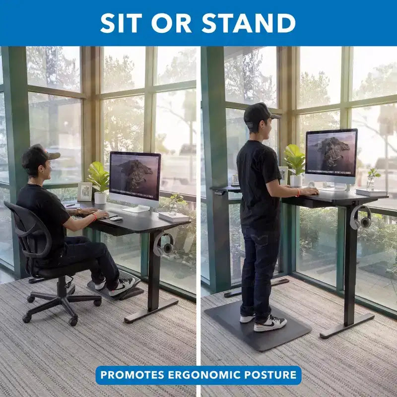 Mount-It! L-Shaped Electric Height Adjustable Desk, Automatic Standing Desk, Three Memory Settings, Solid Steel Frame, Two Installation Options