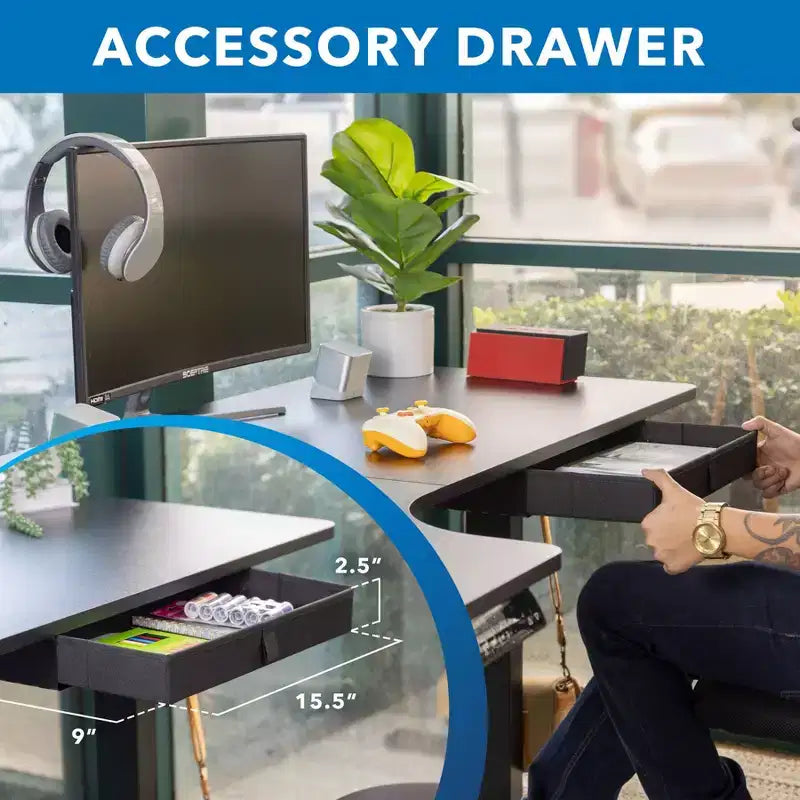 Mount-It! L-Shaped Electric Height Adjustable Desk, Automatic Standing Desk, Three Memory Settings, Solid Steel Frame, Two Installation Options