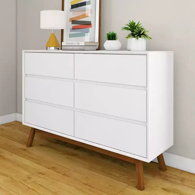 Max & Lily 6 Drawer Dresser, Solid Wood Storage Dressers & Chest of Drawers for Bedroom