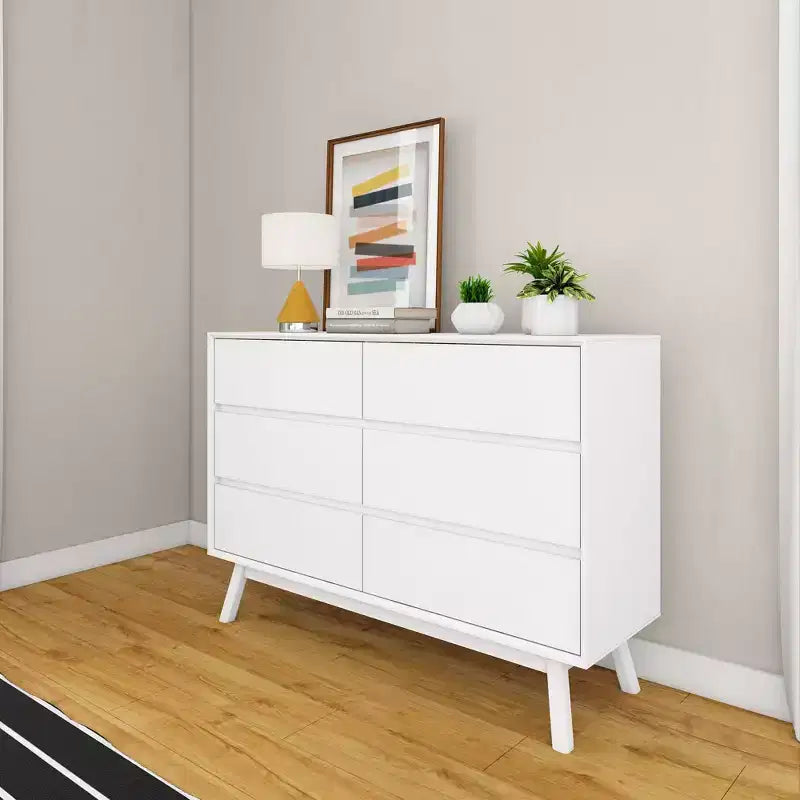 Max & Lily 6 Drawer Dresser, Solid Wood Storage Dressers & Chest of Drawers for Bedroom